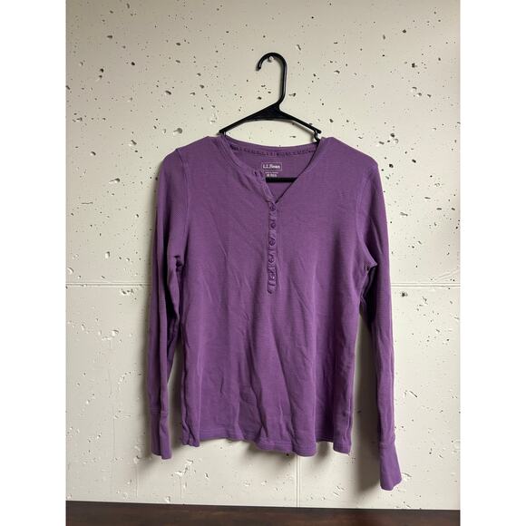 LL Bean Purple Henley Long Sleeve Shirt | Size M - Picture 1 of 4